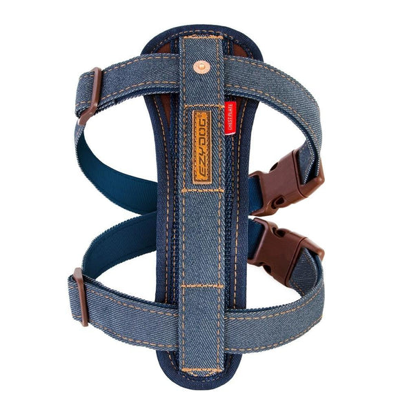 EzyDog Chest Plate Harness For Dogs + Seat Belt Loop Dog Harness Ezy Dog XS Denim 