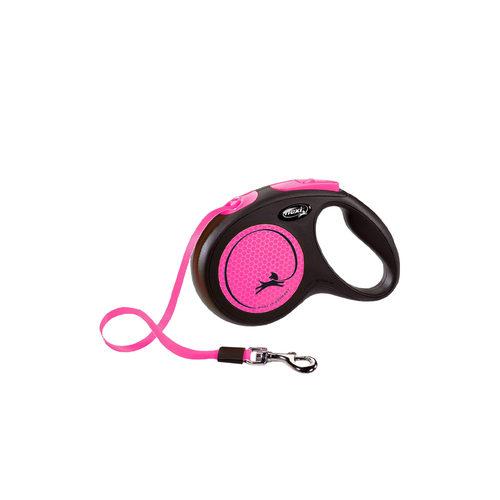 Flexi Retractable New Safety + The Neon Dog Leash 3-5 M Retractable Leash Flexi M (5 Meter) Neon Pink Tape
