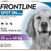 Frontline SPOT ON for Dogs Pet Flea & Tick Control Travfurler Large Dogs (20-40kg) 3 Pack 