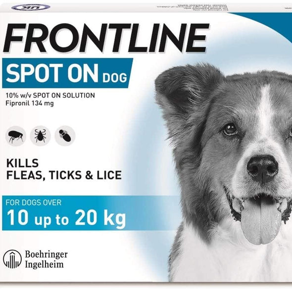 Frontline SPOT ON for Dogs Pet Flea & Tick Control Travfurler Medium Dogs (10-20kg) 3 Pack 