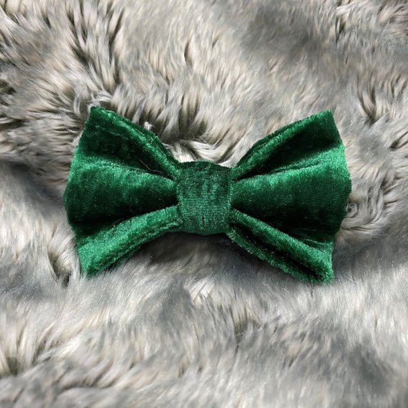 Handmade Velvet Cat & Dog Bow Tie for Collars Travfurler Ltd Small Forest Green 