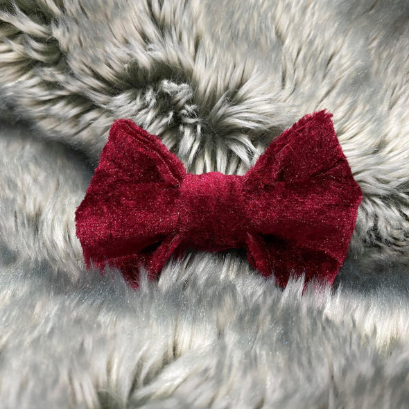 Handmade Velvet Cat & Dog Bow Tie for Collars Travfurler Ltd Small Wine Red 