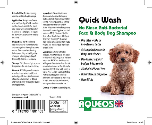 No Rinse Anti Bacterial Muddy Dog Shampoo Shampoo Aqueos 