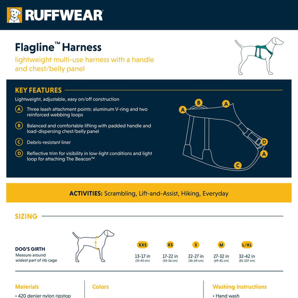Ruffwear Flagline Dog Hiking Harness with Handle Pet Collars & Harnesses Ruffwear 