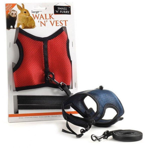 Small Mammal Walk 'N' Vest Harness & Leash Set Travfurler Ltd Small Red 